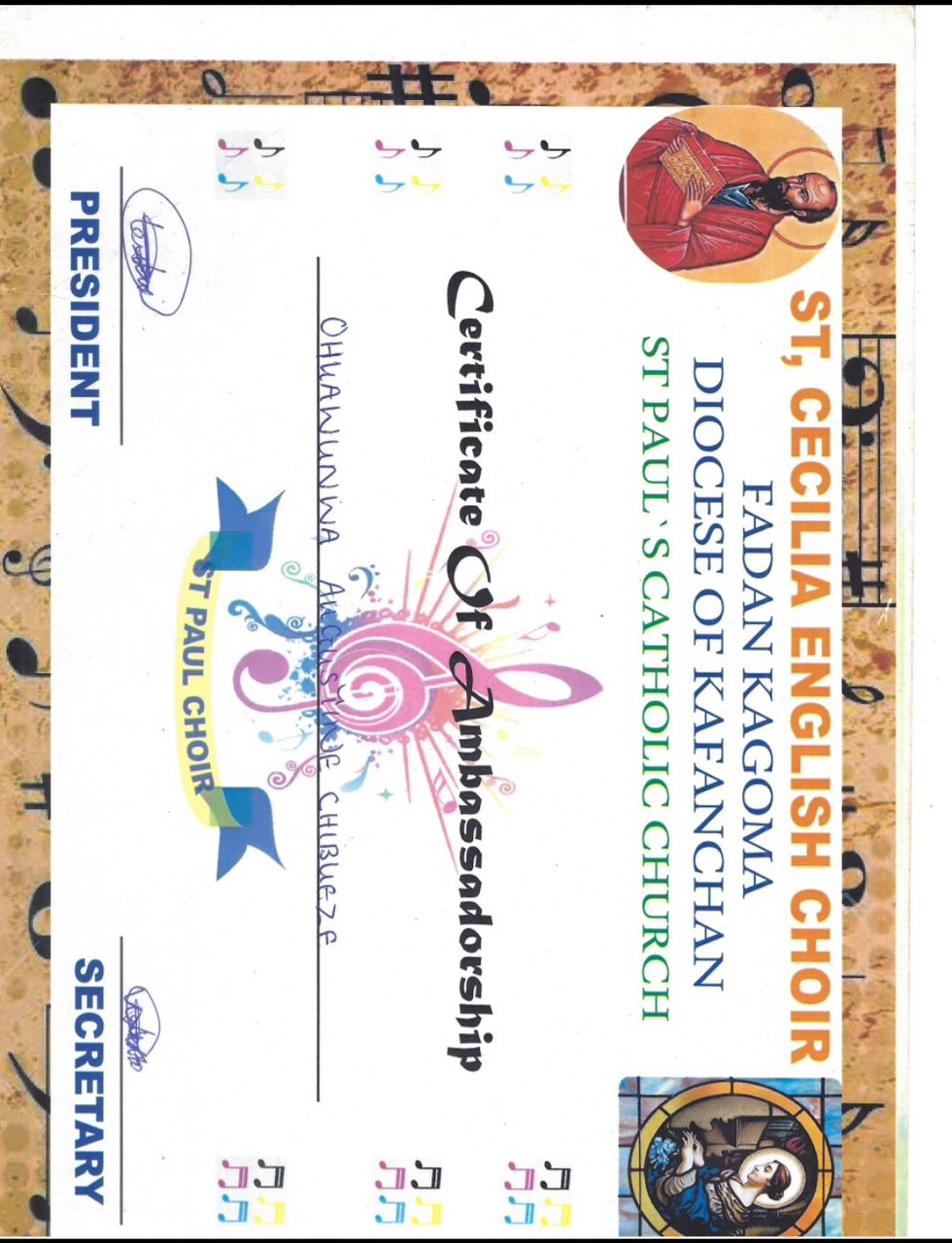 Certificate of Ambassadorship